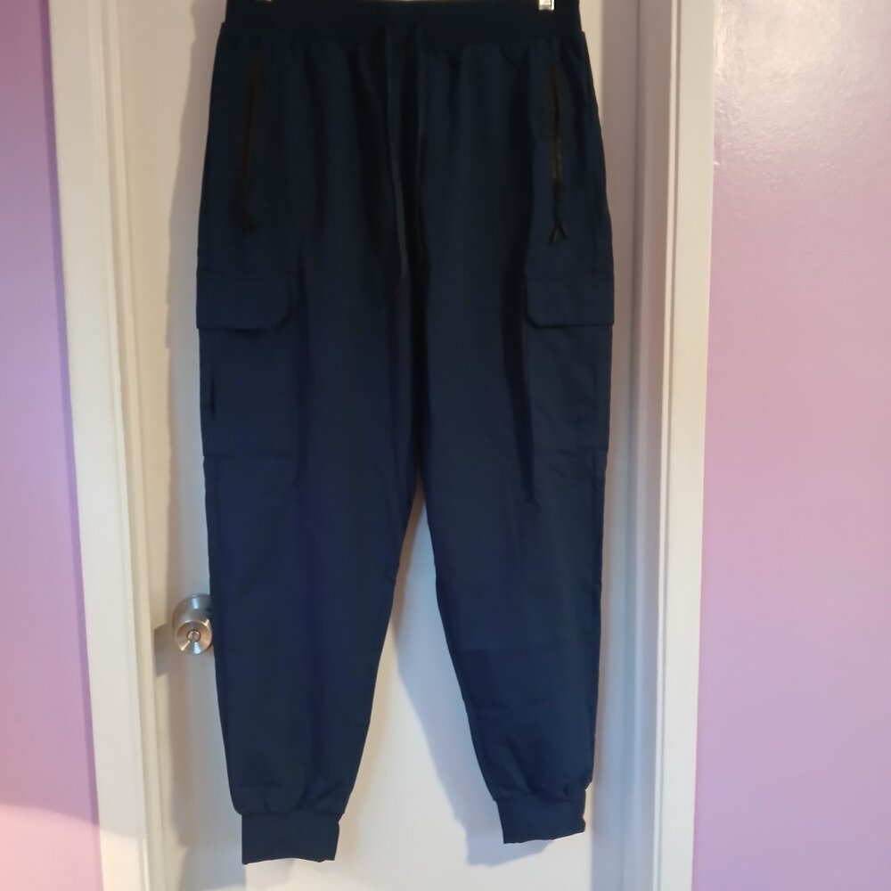 Women's Cargo Pants Waterproof Pockets Navy SZ L